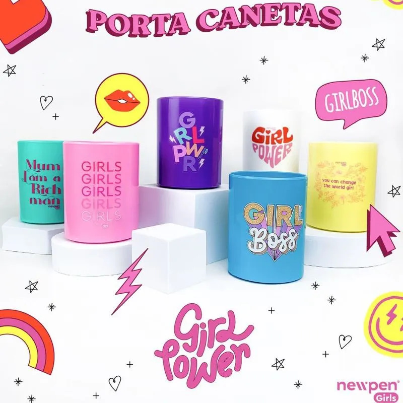 PORTA CANETAS GIRLS COM 06 POTES FRASES - NEWPEN - Imagem 4