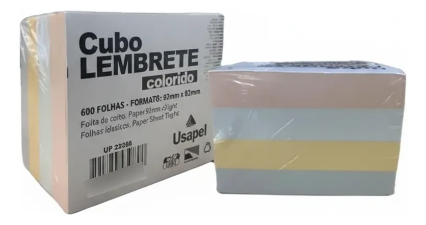 LEMBRETE 4 CORES PASTÉIS CUBO 92X82 600F