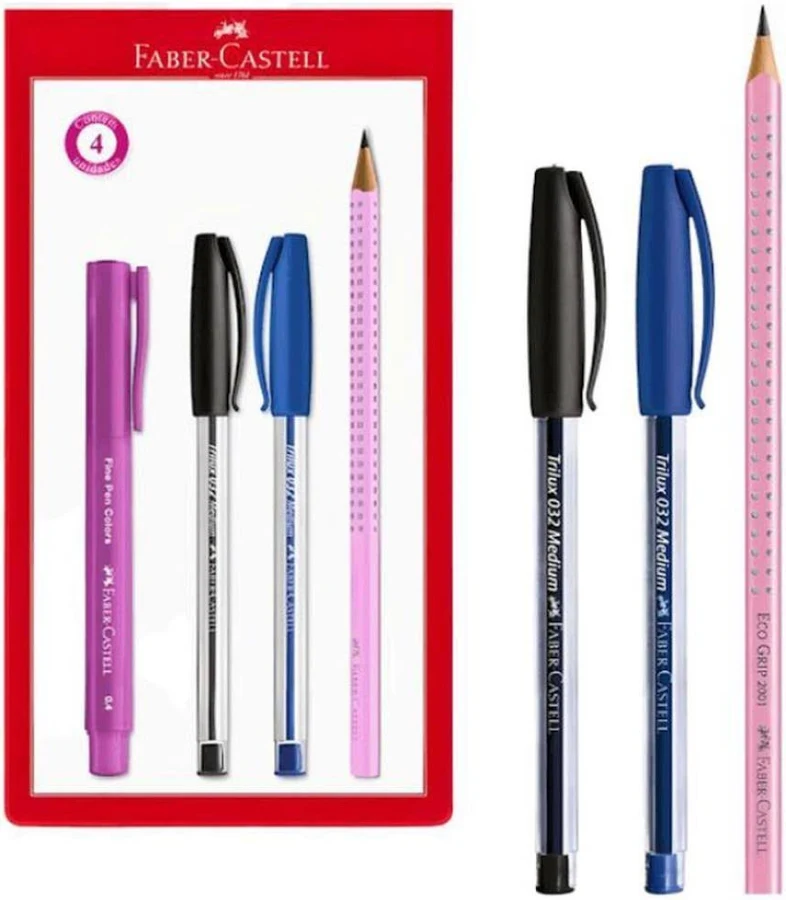 KIT ESCOLAR ROSA 4PÇS