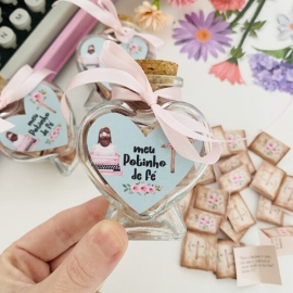 Potinho de Vidro com Mensagens de Fe